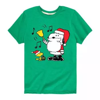 Футболка Peanuts Snoopy Santa Bell для мальчиков 8–20 лет Licensed Character, зеленый