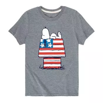 Футболка Peanuts Snoopy USA Flag House для мальчиков 8–20 лет с графическим рисунком Licensed Character