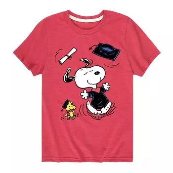 Футболка Peanuts Snoopy Woodstock для мальчиков 8–20 лет с графическим рисунком для танцев для выпускников Licensed Character, красный