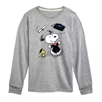 Футболка Peanuts Snoopy Woodstock для мальчиков 8–20 лет с графическим рисунком для танцев для выпускников Licensed Character, серый
