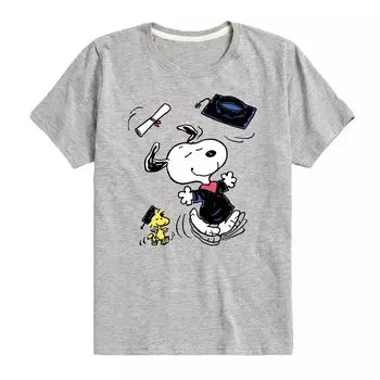 Футболка Peanuts Snoopy Woodstock для мальчиков 8–20 лет с графическим рисунком для танцев для выпускников Licensed Character, серый