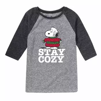 Футболка Peanuts Stay Cozy с графическим реглан для мальчиков 8–20 лет Licensed Character