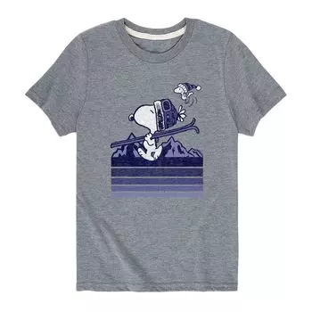 Футболка Peanuts Woodstock Ski Stripes для мальчиков 8–20 лет Licensed Character, серый