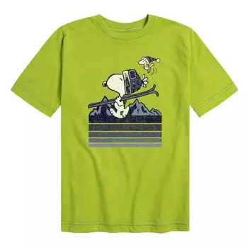 Футболка Peanuts Woodstock Ski Stripes для мальчиков 8–20 лет Licensed Character, зеленый