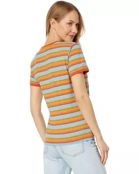 Футболка Pendleton Deschutes Ringer Tee, цвет Rust/Blue Multi Stripe
