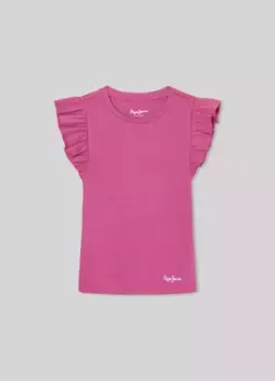Футболка Pepe Jeans "QUANISE", с мелкой ребристой структурой, для ДЕВОЧЕК, розовый