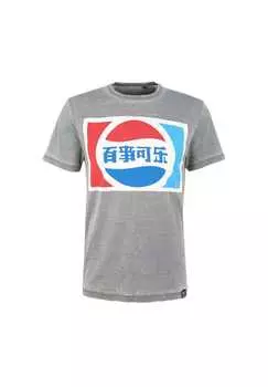 Футболка Pepsi Classic China Logo светло-серого цвета с классическим дизайном Re:Covered, серый