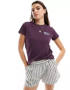 Футболка Perfect Polka Shine Outline с логотипом в виде крыла летучей мыши фиолетового цвета Levi's