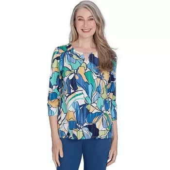 Футболка Petite Alfred Dunner Drama с цветочным принтом, синий