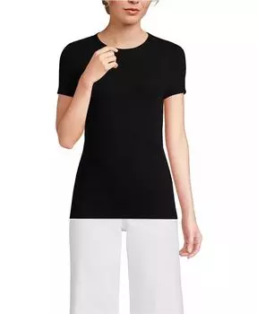 Футболка Petite Micro Rib Lands' End, черный