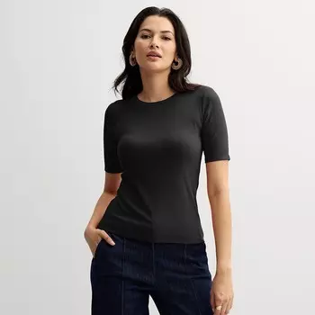 Футболка Petite Nine West с рукавами до локтя, цвет Mineral Black