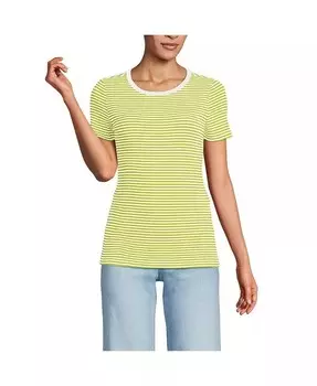 Футболка Petite с микро-ребрами Lands' End, зеленый