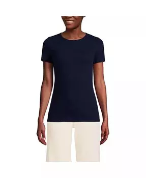 Футболка Petite с микро-ребрами Lands' End, синий