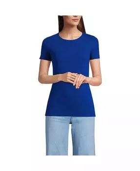 Футболка Petite с микро-ребрами Lands' End, синий