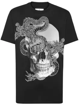 Футболка Philipp Plein с изображением черепа дракона, черный