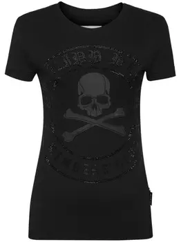 Футболка Philipp Plein с круглым вырезом и стразами, черный