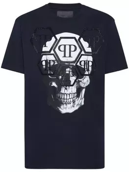Футболка Philipp Plein SS Stones Skull, синий