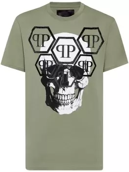 Футболка Philipp Plein SS Stones Skull, зеленый