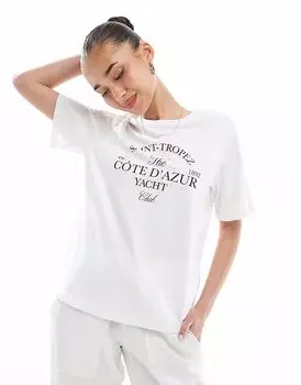 Футболка Pieces cote d'azur с рисунком белого цвета