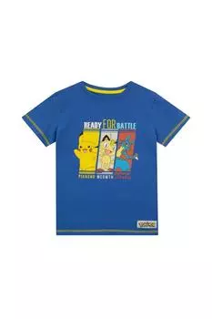 Футболка «Пикачу Мяут и Лукарио» готова к бою Pokemon, синий