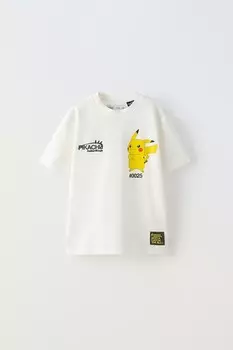 Футболка pikachu pokmon ZARA, белый