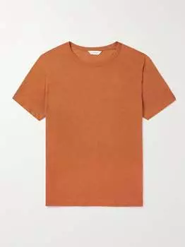 Футболка пике из смеси льна и хлопка CLUB MONACO, апельсиновый