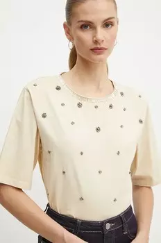 Футболка Pinko из хлопка, бежевый