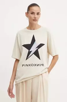 Футболка Pinko из хлопка, бежевый