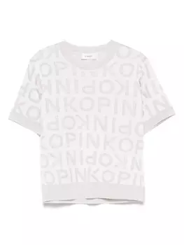 Футболка Pinko Kids с жаккардовым логотипом, белый