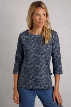 Футболка Pinto из органического джерси с принтом Weird Fish, синий