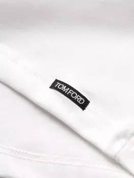 Футболка-пижама Henley из эластичного хлопкового джерси TOM FORD, белый