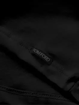 Футболка-пижама Henley из эластичного хлопкового джерси TOM FORD, черный