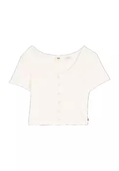 Футболка, планка на пуговицах, ребристая структура, женская Levi's, белый