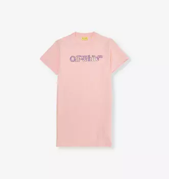 Футболка-Платье из хлопка с короткими рукавами, большого размера, 4-12+ лет Off-White C/O Virgil Abloh, розовый