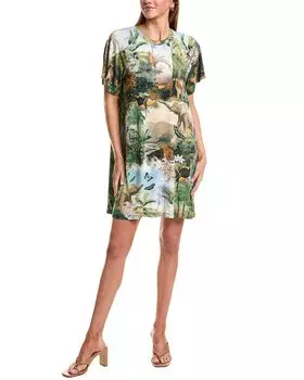 Футболка-платье реглан с рукавами-крылышками и фаворитом Джонни был любимцем Джени Johnny Was, зеленый