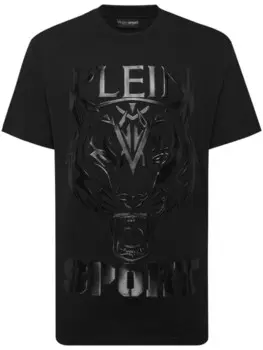 Футболка Plein Sport с круглым вырезом и тигровым принтом, черный