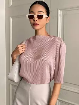 Футболка плиссированная Dazy с короткими рукавами, розовый