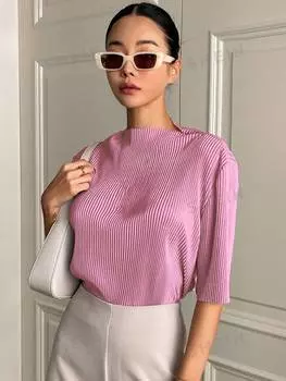 Футболка плиссированная Dazy с короткими рукавами, розовый