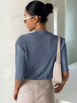 Футболка плиссированная Dazy с короткими рукавами, синий