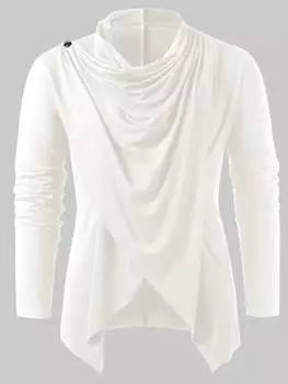 Футболка плиссированная мужская Manfinity Homme с длинным рукавом, белый