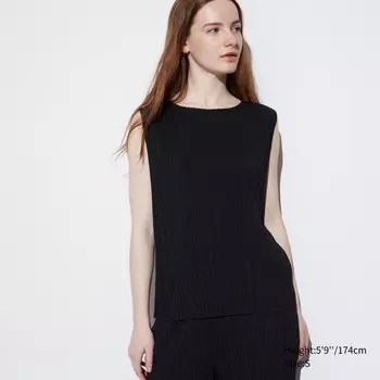 Футболка плиссированная Uniqlo без рукавов, черный