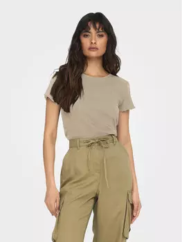 Футболка плотно прилегает Only, бежевый