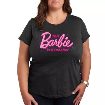 Футболка Plus Barbie This Barbie Is A Teacher с рисунком, цвет Heather Charcoal