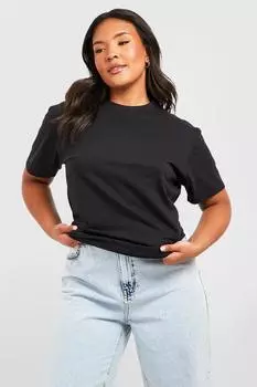 Футболка плюс базовая с овчным вырезом Boohoo, черный