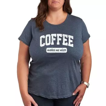 Футболка Plus Coffee Makes Me Niceer с рисунком Licensed Character, цвет Heather Blue