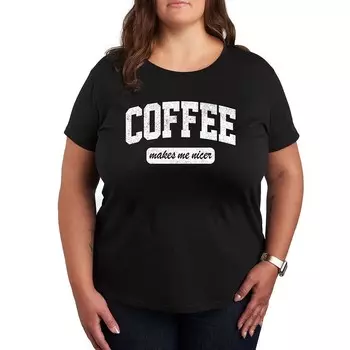 Футболка Plus Coffee Makes Me Niceer с рисунком Licensed Character, черный