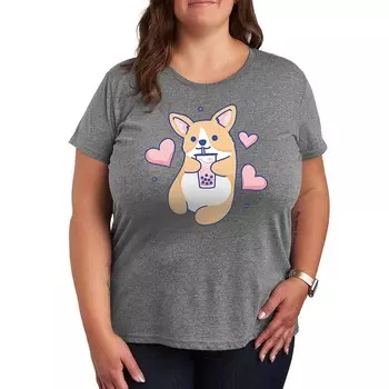 Футболка Plus Corgi с рисунком Boba Licensed Character, цвет Heather Gray