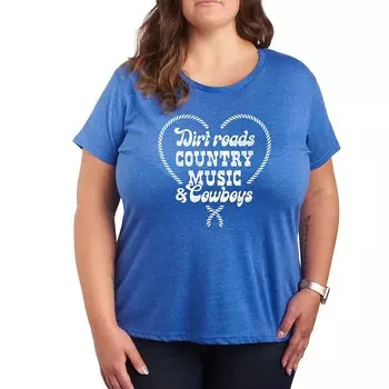 Футболка Plus Country Music Cowboys с рисунком Licensed Character, цвет Heather Royal Blue