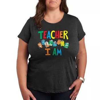Футболка Plus Dr. Seuss Teacher I Am с рисунком Licensed Character, цвет Heather Charcoal