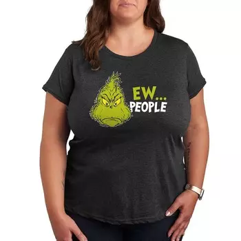 Футболка Plus Dr. Seuss The Grinch Ew People с рисунком Licensed Character, цвет Charcoal Heather